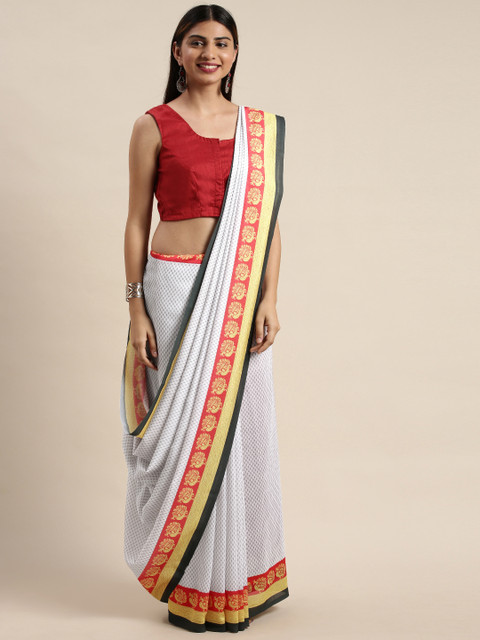 

DIVASTRI White & Off-White Digital Printed Saree