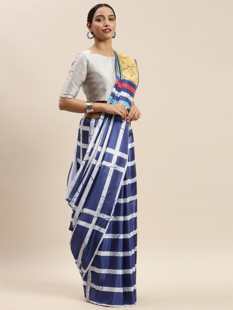 

DIVASTRI Blue & White Poly Silk Printed Saree