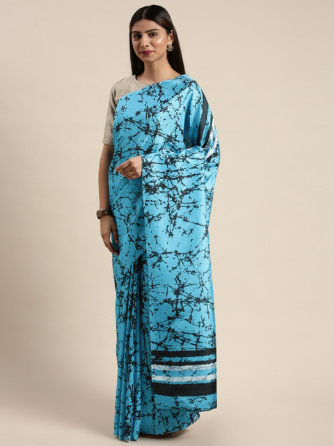 

DIVASTRI Blue & Black Poly Silk Printed Saree