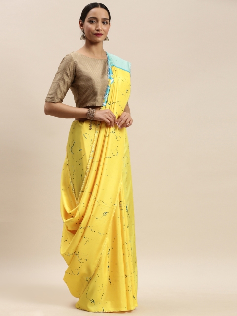 

DIVASTRI Yellow & Blue Printed Saree