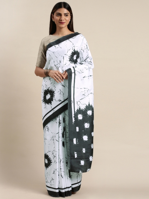 

DIVASTRI White & Black Abstract Printed Saree