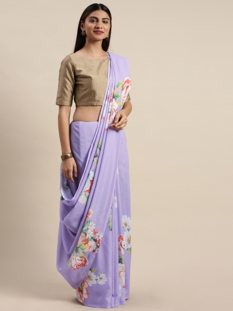 

DIVASTRI Lavender Printed Poly Silk Saree