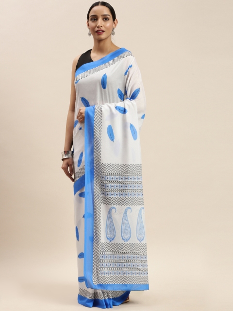 

DIVASTRI White Digital Printed Poly Silk Saree