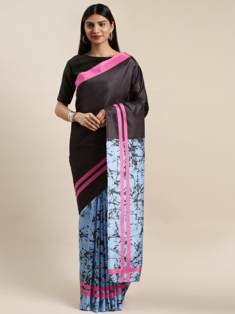 

DIVASTRI Black & Blue Printed Saree