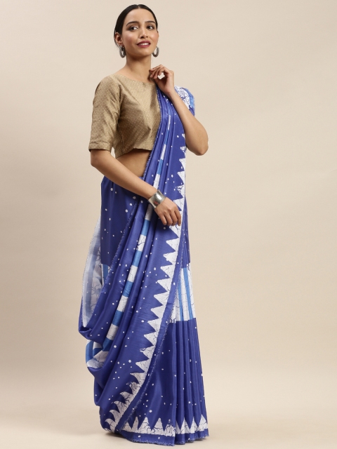 

DIVASTRI Blue & White Printed Saree