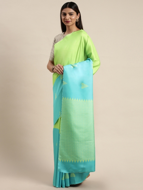 

DIVASTRI Green & Blue Poly Silk Colourblocked Saree