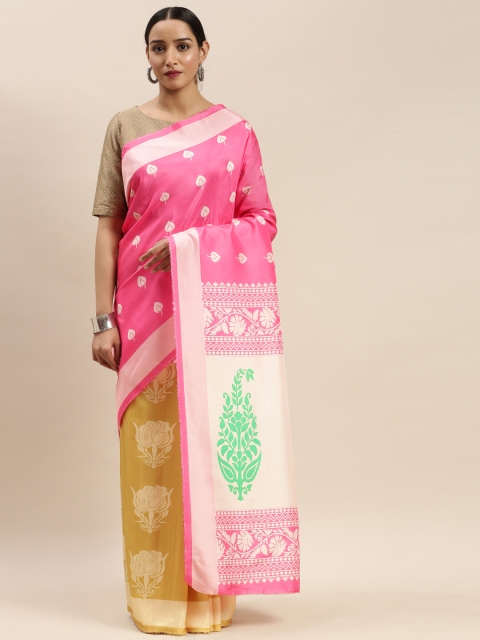 

DIVASTRI Pink & Yellow Printed Saree