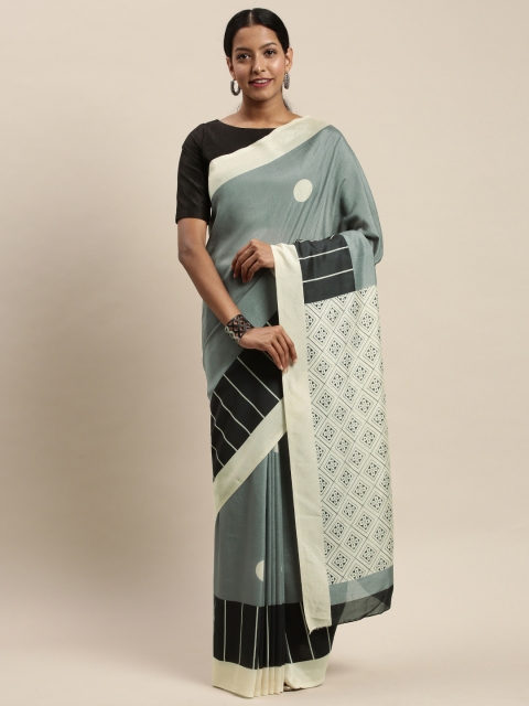 

DIVASTRI Grey & Black Poly Silk Printed Saree