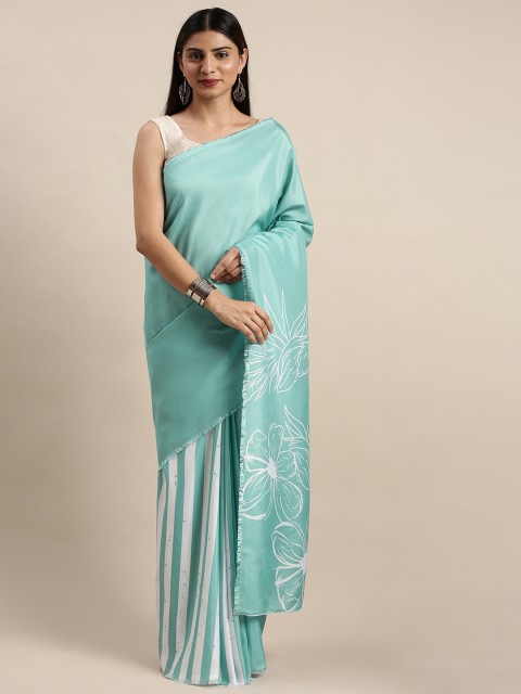 

DIVASTRI Blue & White Silk Printed Saree