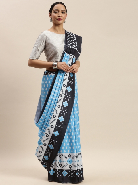 

DIVASTRI Blue & White Silk Printed Saree