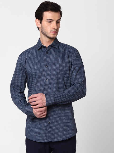 

SELECTED Men Navy Blue Slim Fit Printed Casual Shirt