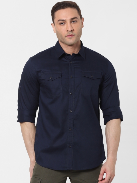 

SELECTED Men Navy Blue Solid Casual Shirt