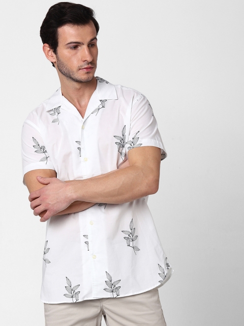 

SELECTED Men White Regular Fit Organic Cotton Printed Casual Shirt