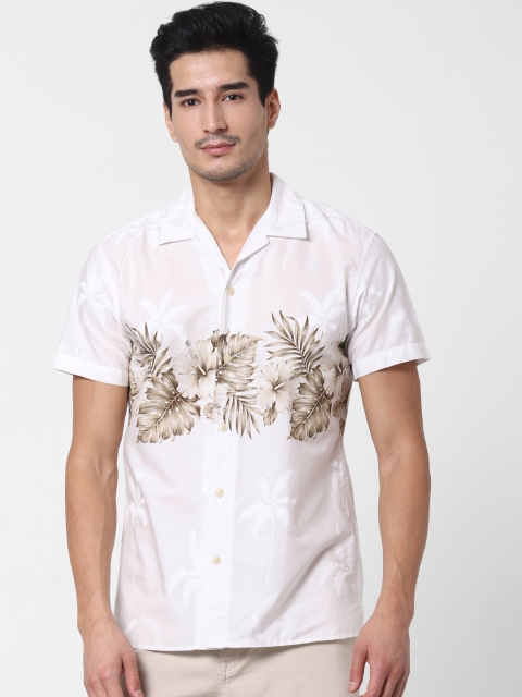 

SELECTED Men White Regular Fit Printed Organic Cotton Casual Shirt