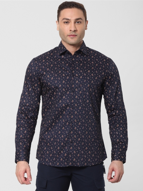 

SELECTED Men Navy Blue & Red Slim Fit Floral Printed Casual Shirt