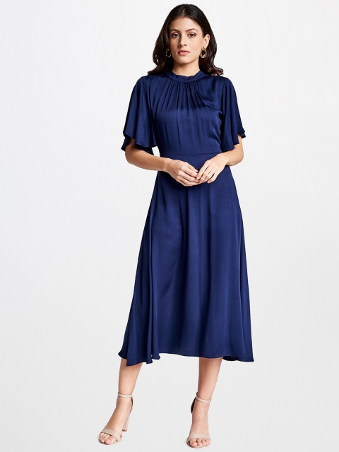 

AND Women Blue Solid Midi Dress