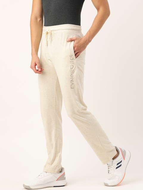 

Men White Solid Trackpants with Typography Print Detail