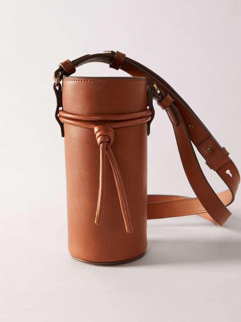 

MANGO Tan Brown Solid Bucket Sling Bag