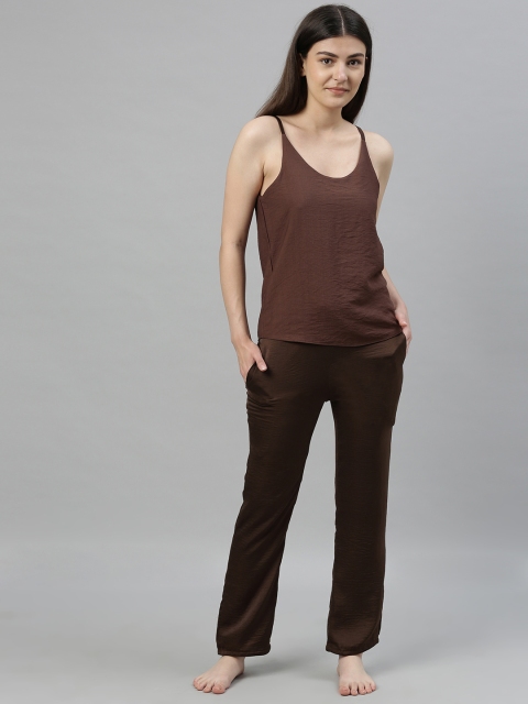 

urban undress Women Brown Solid Night suit