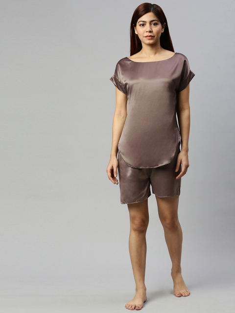 

urban undress Women Brown Solid Night suit
