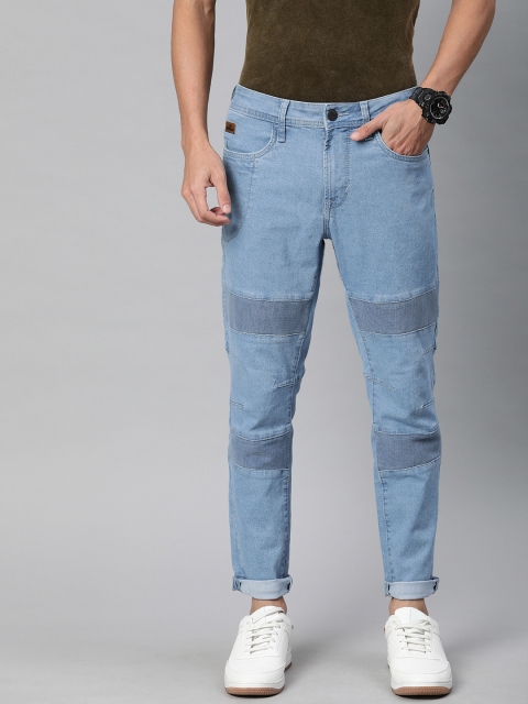 

WROGN Men Blue Carrot Fit Mid-Rise Clean Look Stretchable Biker Jeans