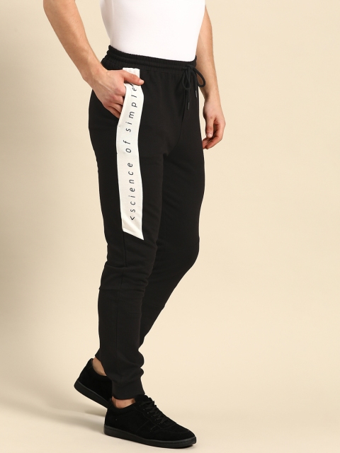 

ether Men Black Straight Fit Solid Pure Cotton Joggers