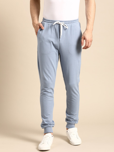 

ether Men Blue Solid Pure Cotton Joggers