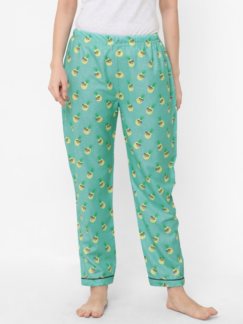 

FashionRack Women Green & Yellow Printed Lounge Pants