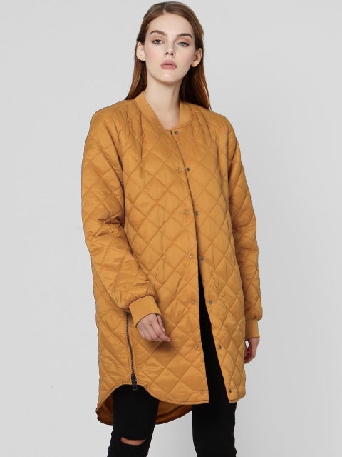 

Vero Moda Women Mustard Yellow Solid Longline Quilted Jacket