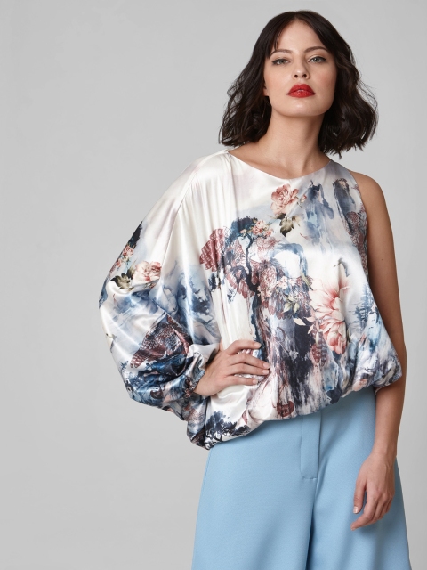 

Vero Moda Marquee Collection Women White Floral Printed Blouson Top