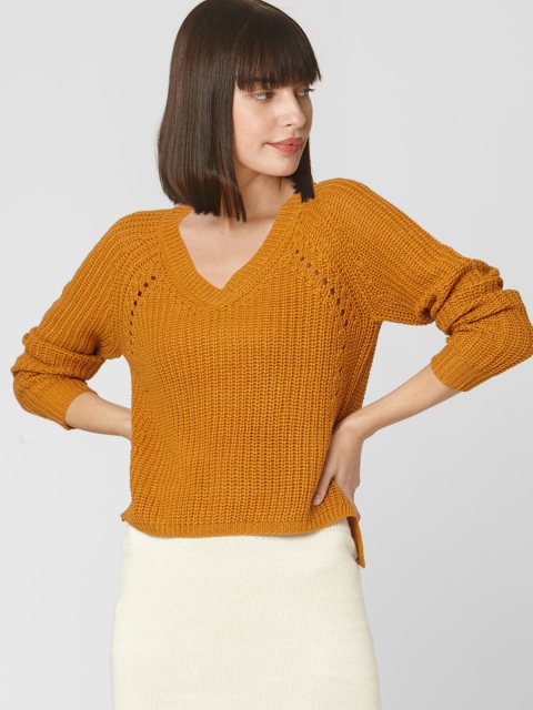 

Vero Moda Women Camel Brown Solid High-Low Pullover Sweater