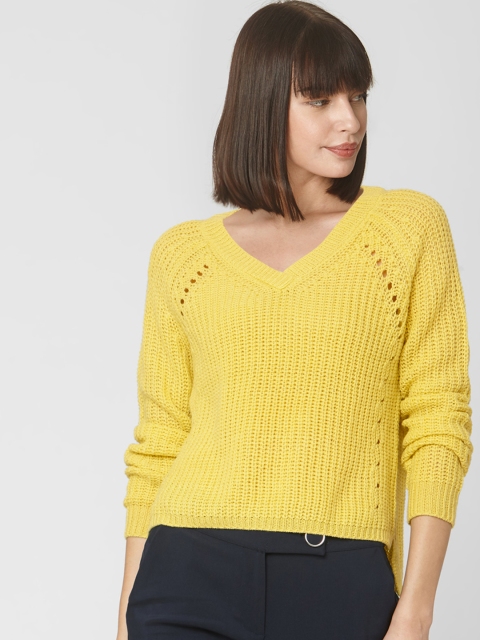 

Vero Moda Women Yellow Solid High-Low Pullover Sweater