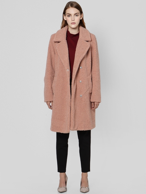 

Vero Moda Women Pink Solid Faux Fur Knee-Length Overcoat