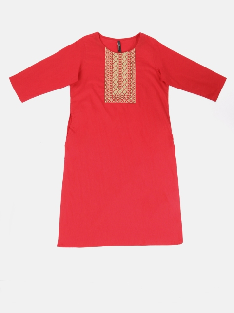 

HERE&NOW Women Red & Cream-Coloured Kurta