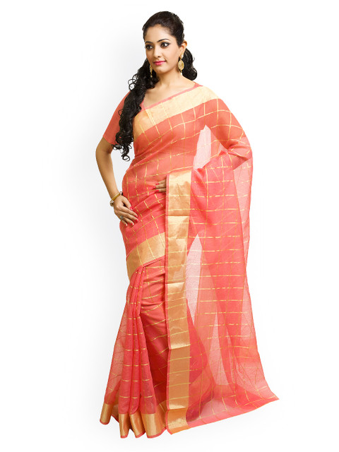 

Rajnandini Peach-Coloured Banarasi Cotton Traditional Saree