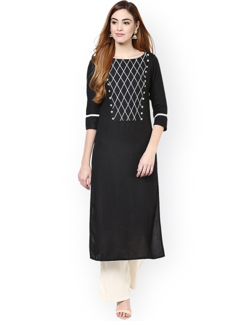 

Jaipur Kurti Black & Off-White Kurta with Palazzo Trousers