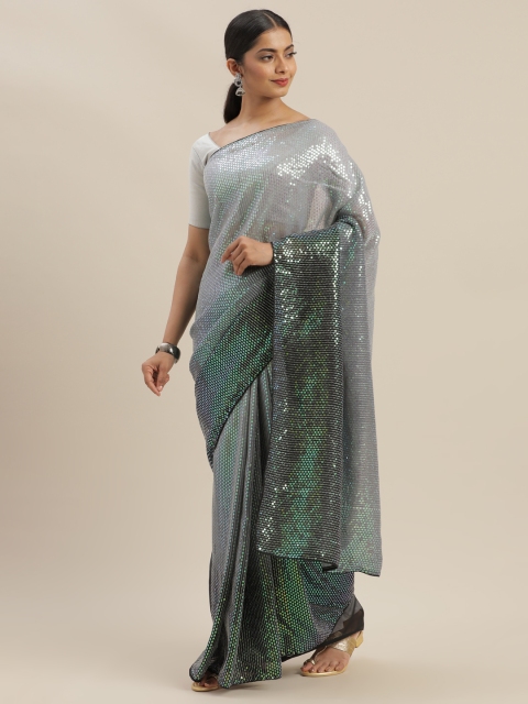 

Mitera Grey Sequinned Pure Georgette Saree