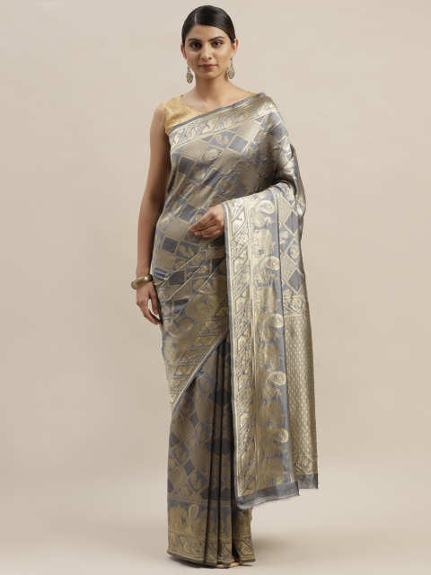 

KALINI Grey & Golden Woven Design Banarasi Saree