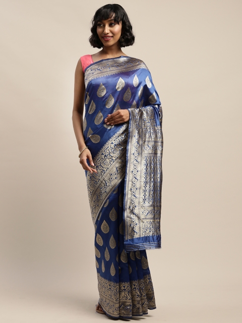 

Mitera Blue Woven Design Silk Cotton Saree