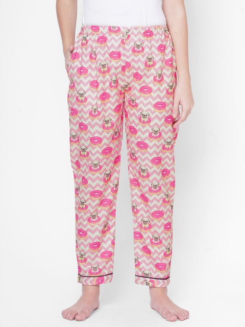 

FashionRack Women Pink & White Printed Lounge Pant