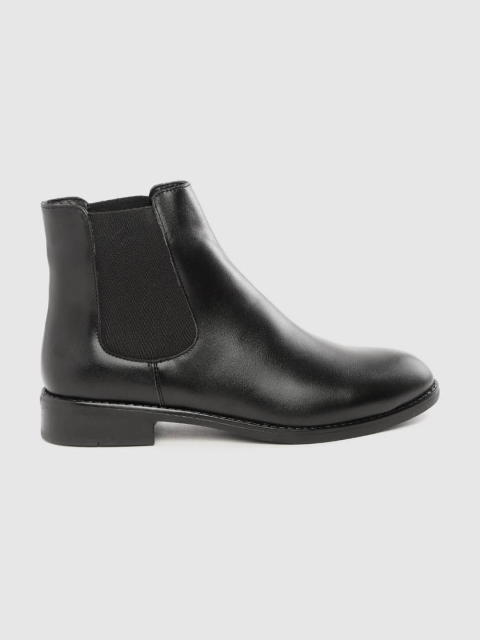 

Roadster Women Black Solid Mid-Top Chelsea Boots