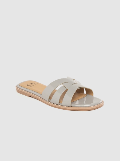 

Carlton London Women Grey Solid Criss-Cross Detail Open Toe Flats