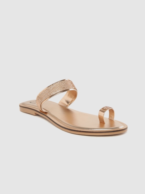 

Carlton London Women Rose Gold-Toned Embellished One Toe Flats