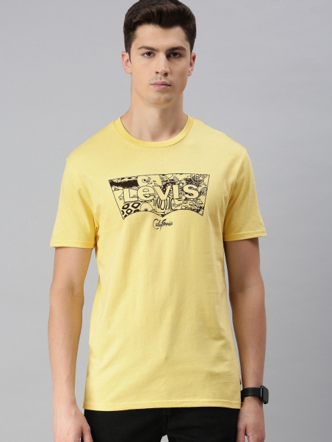 

Levis Men Yellow Printed Round Neck Pure Cotton T-shirt