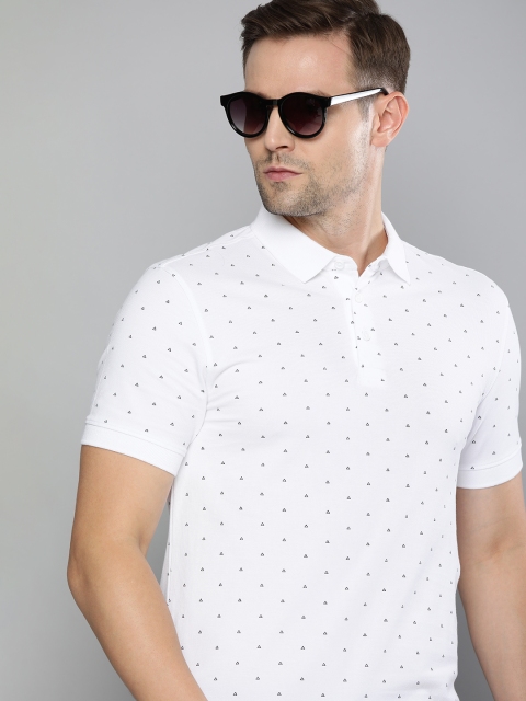 

Levis Men White Printed & Black Polo Collar T-shirt