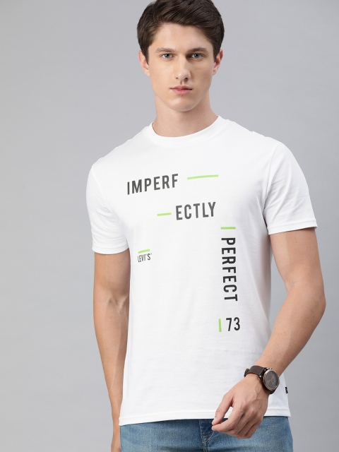 

Levis Men White Printed Round Neck Pure Cotton T-shirt