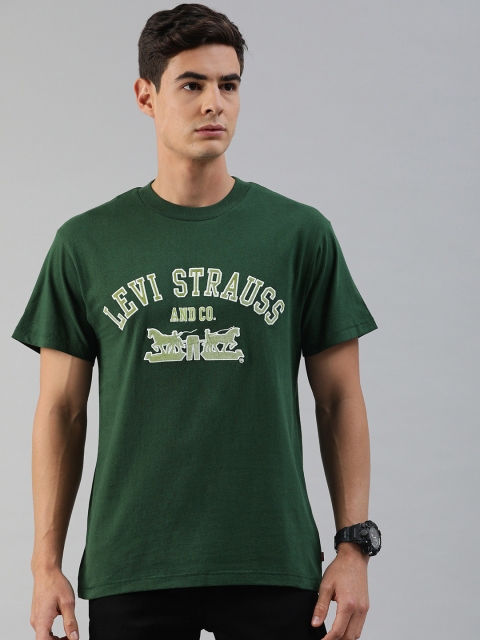 

Levis Men Green Embroidered Round Neck Pure Cotton T-shirt