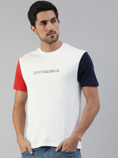 

Levis Men White Solid Round Neck T-shirt With Contrast Sleeves