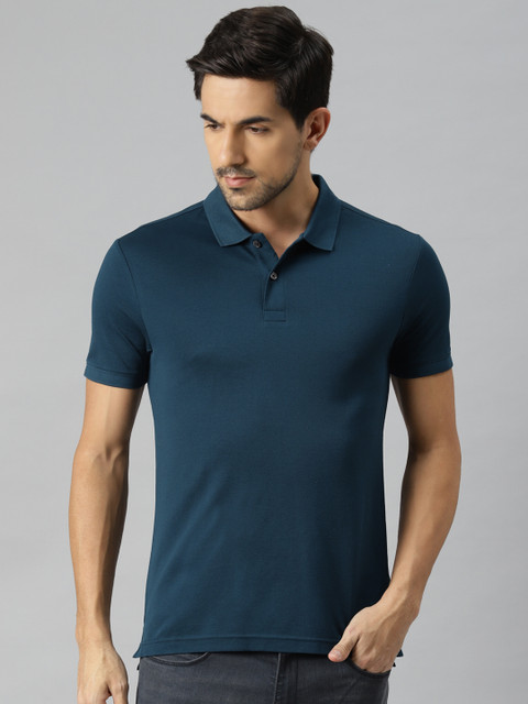 

Levis Men Teal Green Polo Collar Slim Fit T-shirt