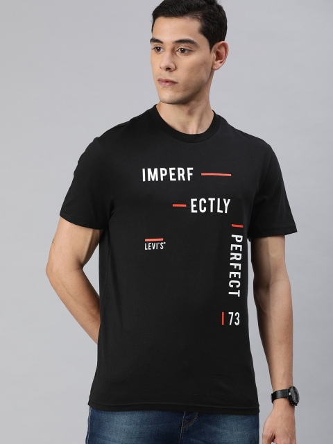 

Levis Men Black Printed Round Neck Pure Cotton T-shirt